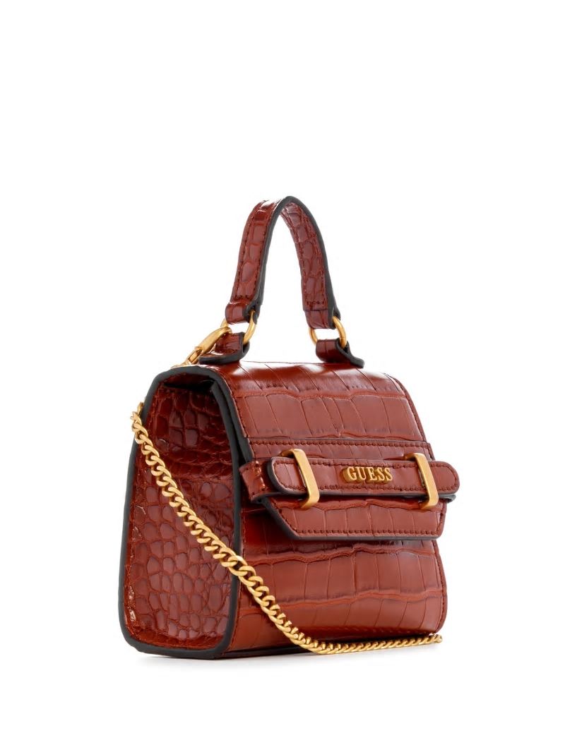 Guess Sestri Crocodile-Embossed Mini Crossbody - Cognac