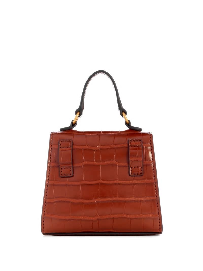 Guess Sestri Crocodile-Embossed Mini Crossbody - Cognac