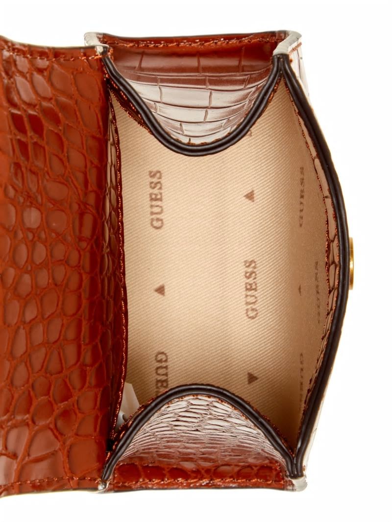 Guess Sestri Crocodile-Embossed Mini Crossbody - Cognac