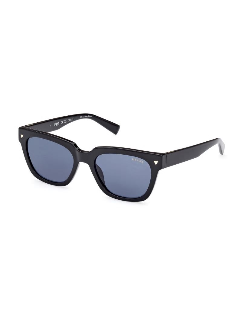 Guess GUESS Originals Square Logo Sunglasses - Shiny Black / Blue