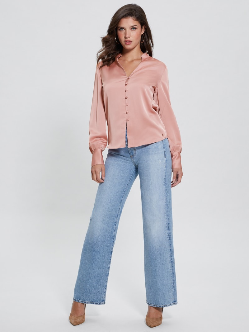 Guess Eco Rita Satin Shirt - Smooth Pink Multi