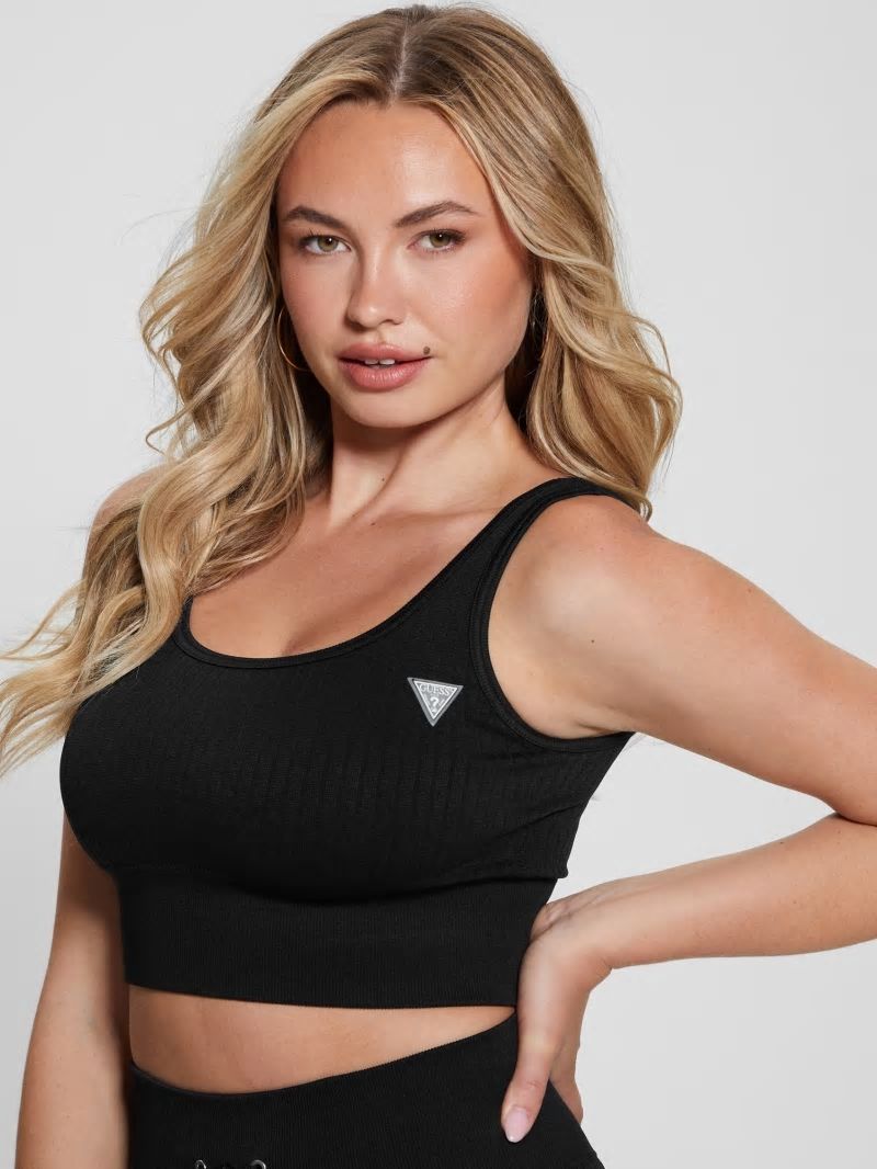 Guess Seamless Ribbed Active Bra - Black