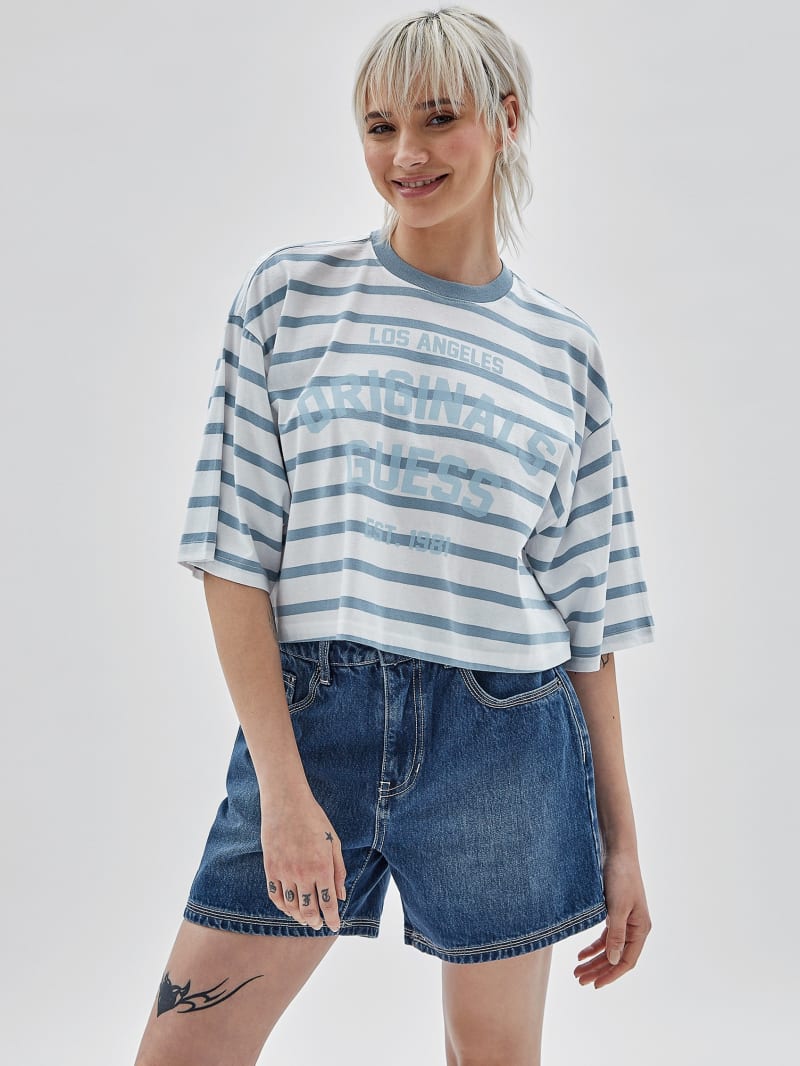 Guess GUESS Originals Striped Cropped Shirt - Aerial Blue Multi