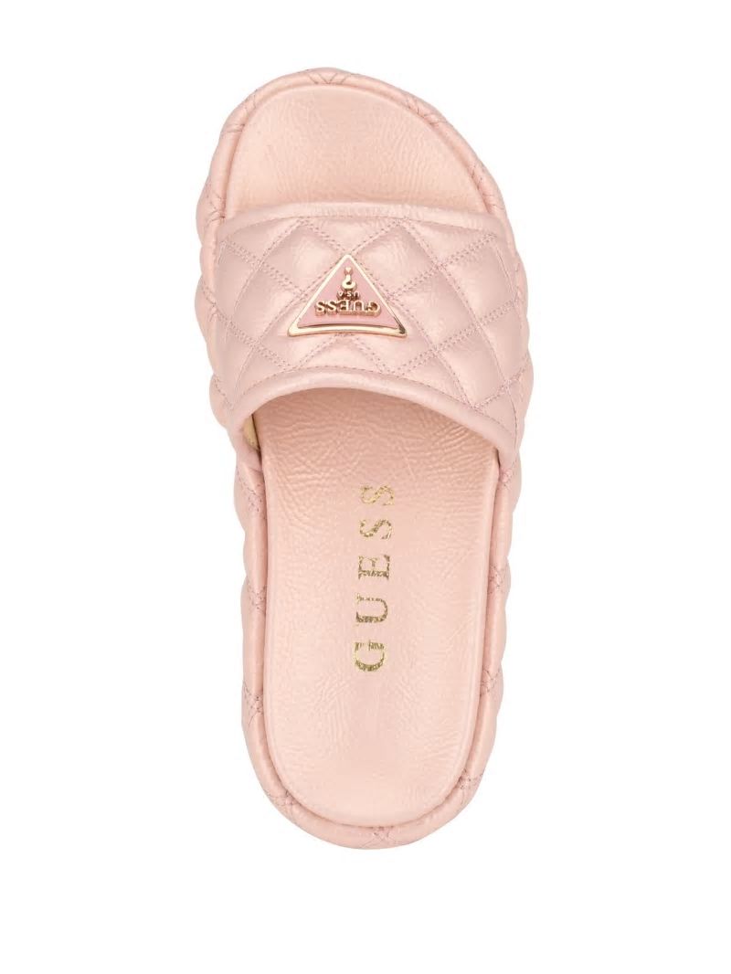 Guess Longo Quilted Flatform Slides - Light Pink 680