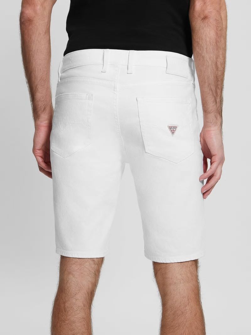 Guess Slim Destroyed Denim Shorts - Optic White Destroy