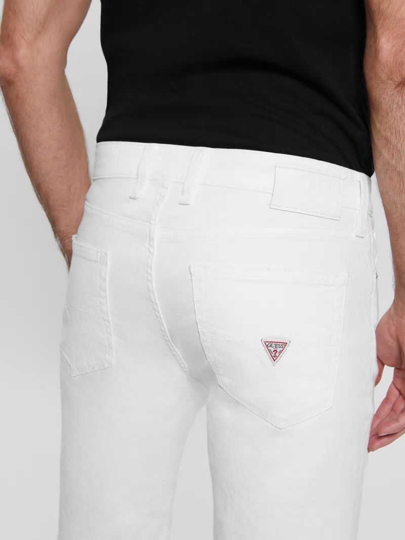 Guess Slim Destroyed Denim Shorts - Optic White Destroy