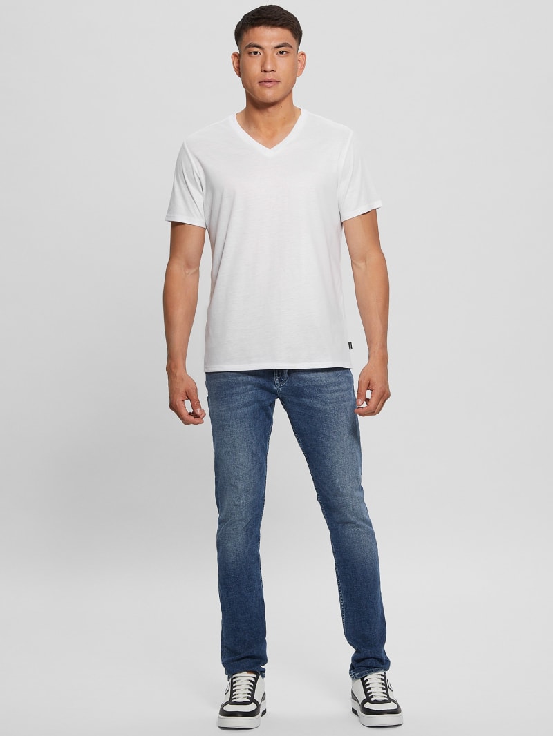 Guess Mason Yoke V-Neck Tee - Pure White