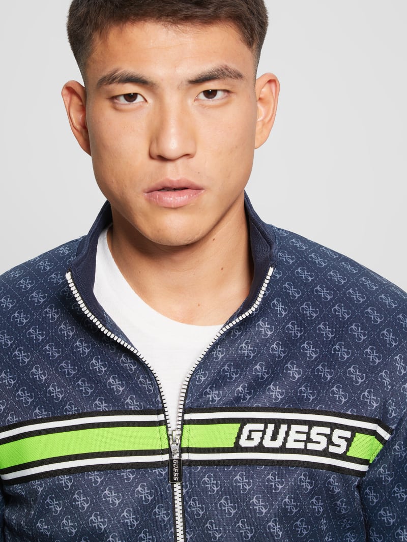 Guess Eco Korbin Track Jacket - 4g Aop Silk Blue