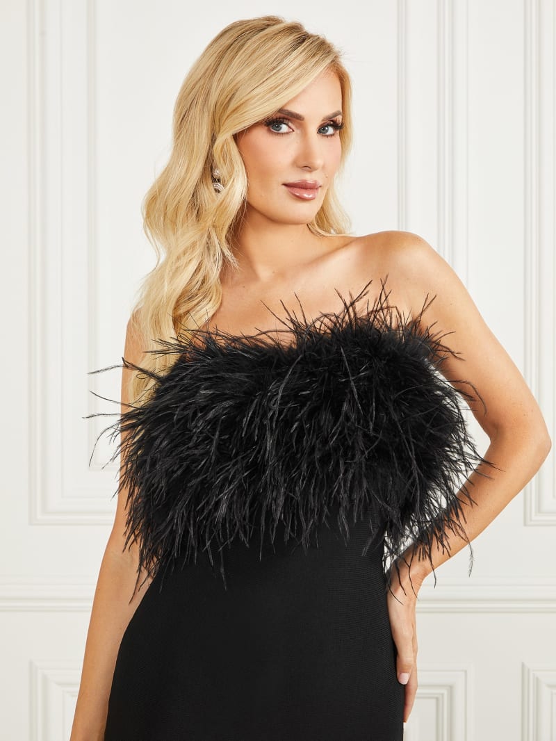 Guess Evita Feather Bandage Dress - Black