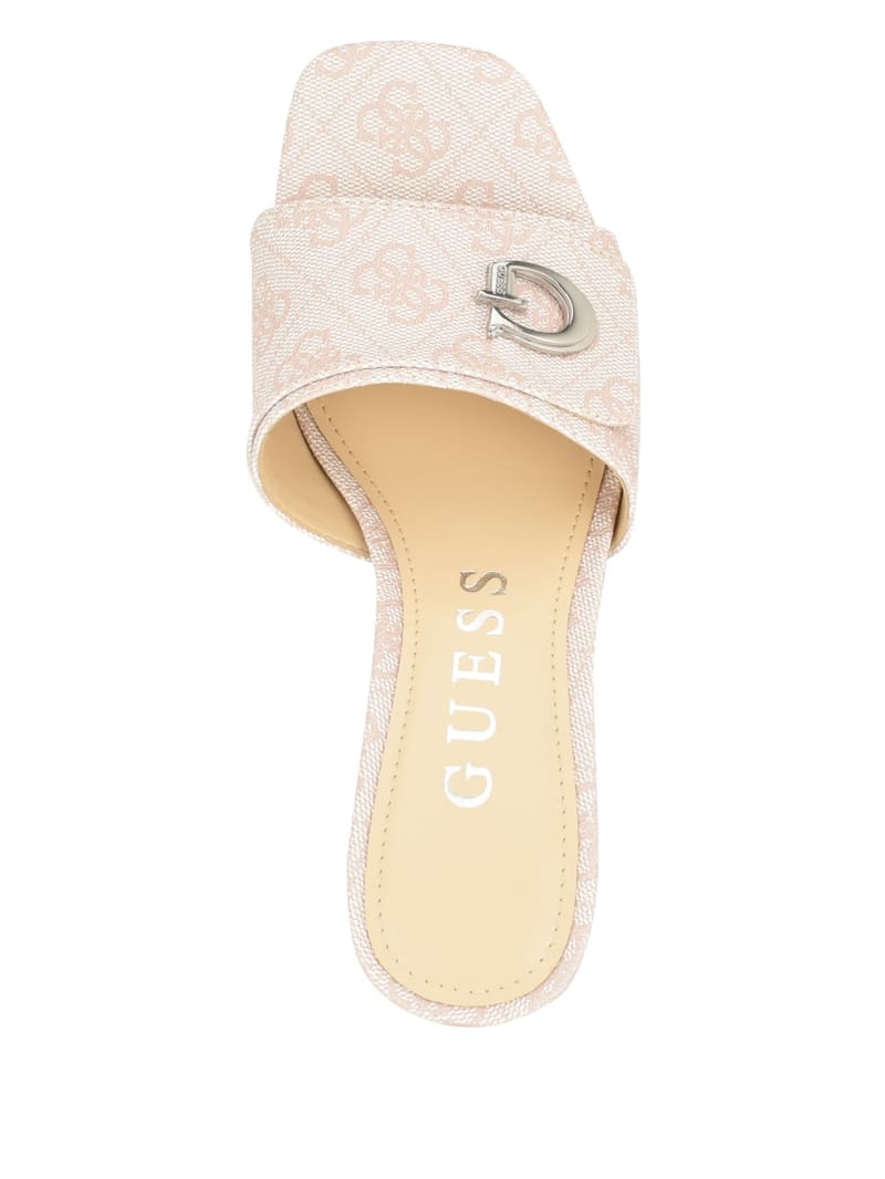 Guess Gallai Block Heel Mules - Ivory