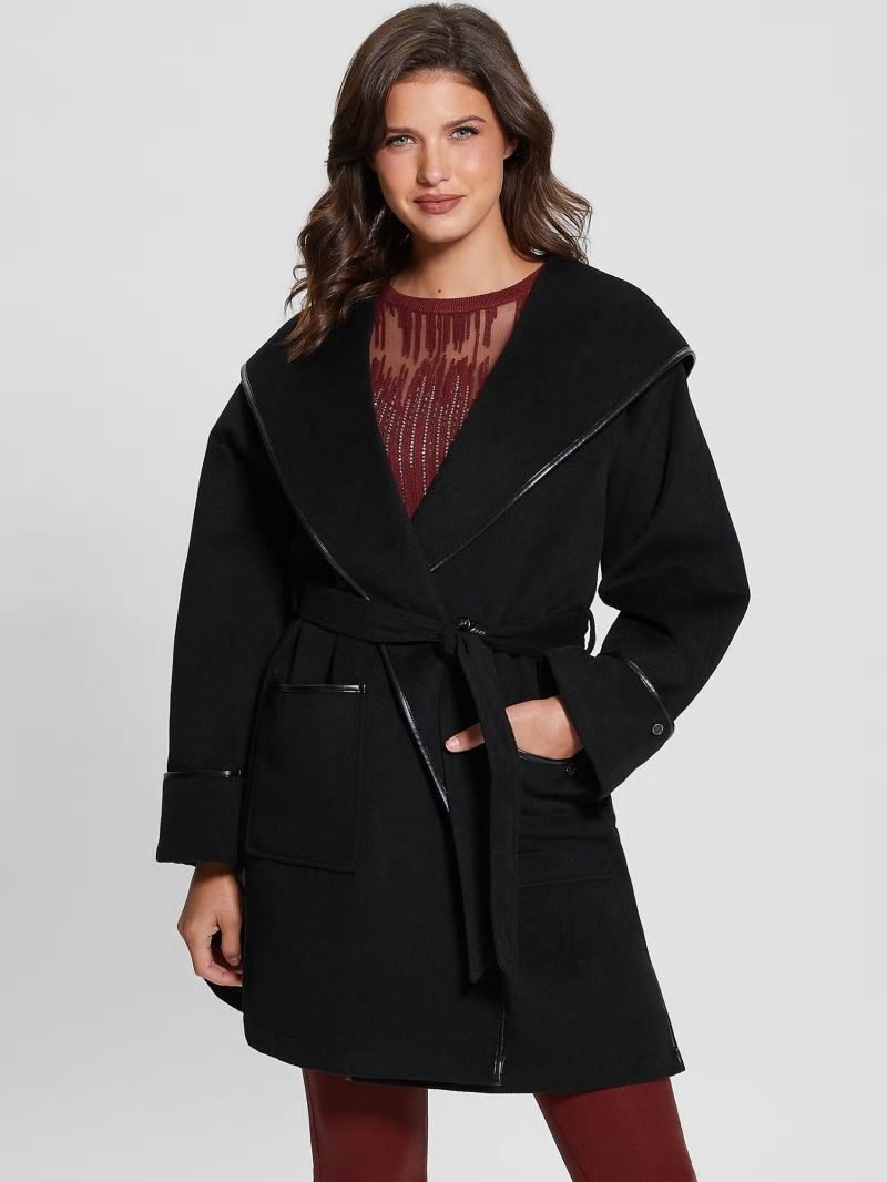 Guess Penelope Hooded Coat - Black