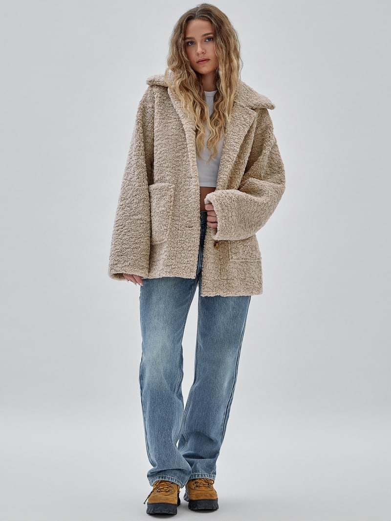 Guess GUESS Originals Sherpa Coat - Neutral Sand