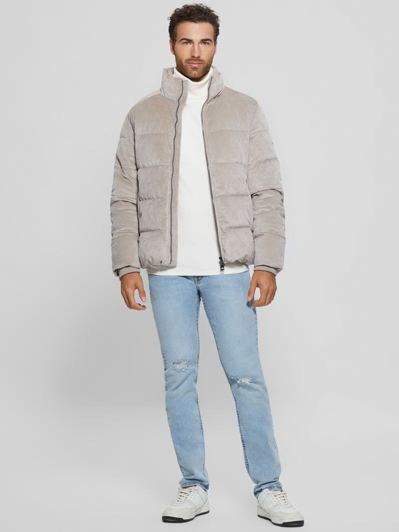 Guess Signature Puffer Jacket - Pasadena Stone 4g Logo