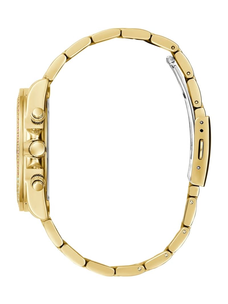 Guess Gold-Tone and Rainbow Multifunction Watch - Gold