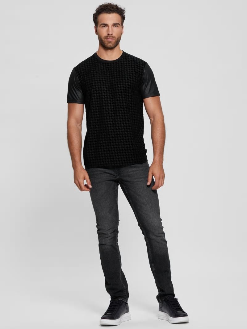 Guess Houndstooth Short-Sleeve Tee - Black