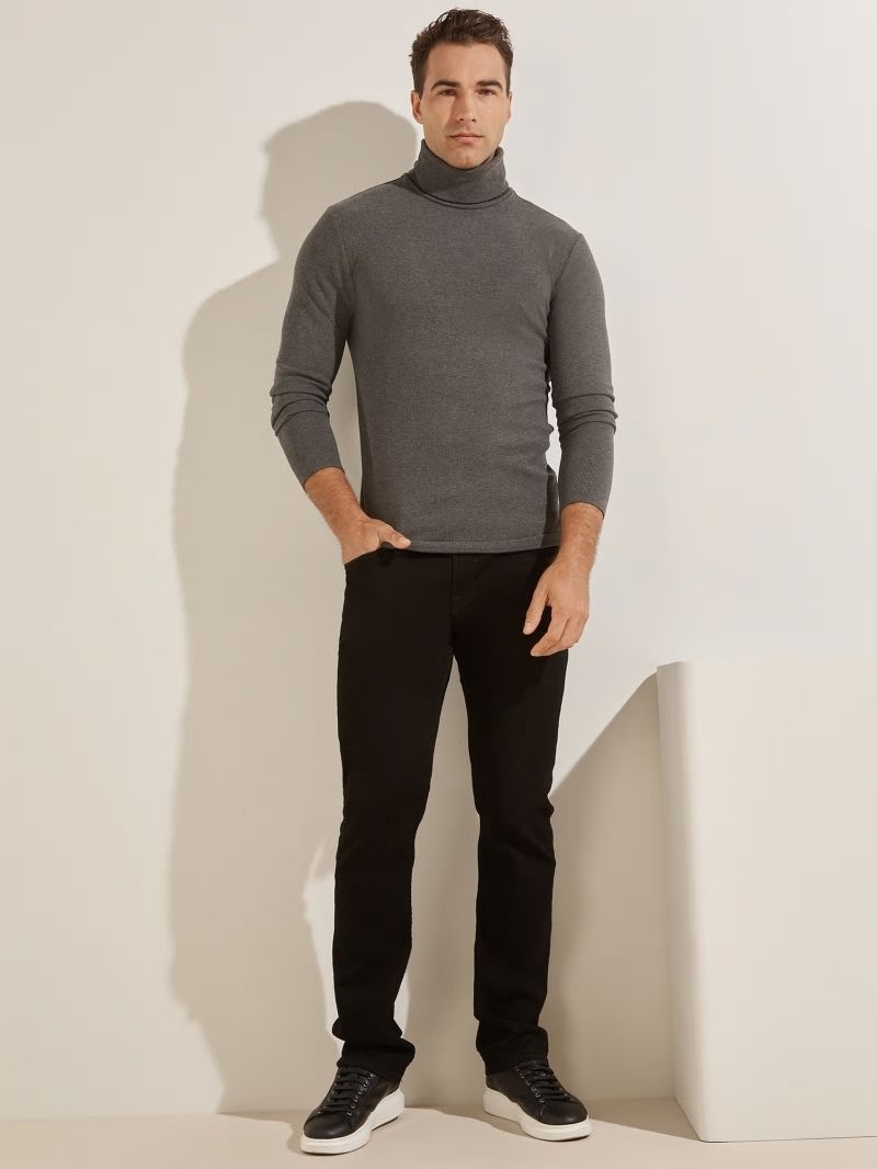 Guess Mateo Turtleneck Tee - Dark Coal Heather