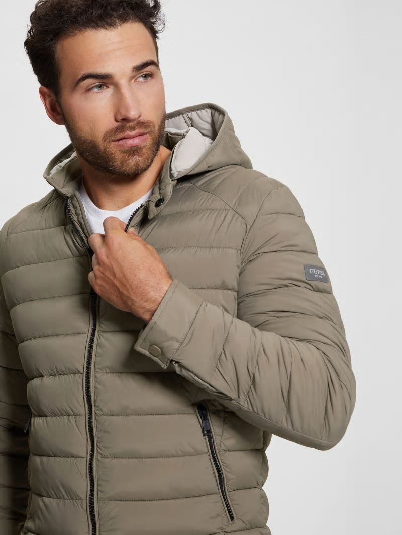 Guess Eco Tech-Stretch Hooded Jacket - Walnut Shell