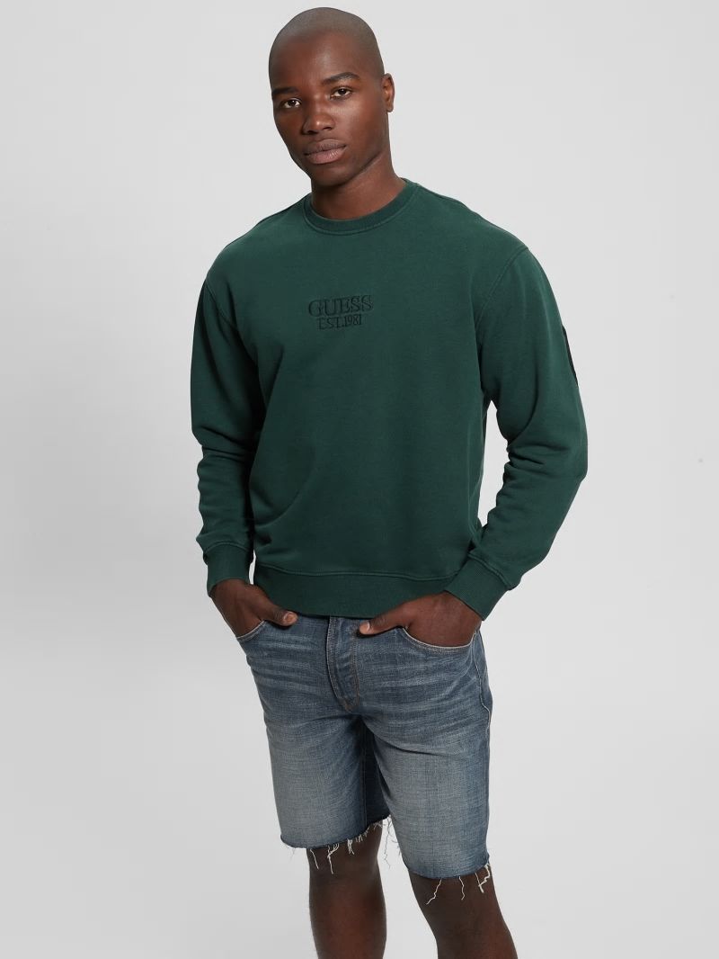 Guess Finch Vintage Logo Sweatshirt - Dark Jade Multi