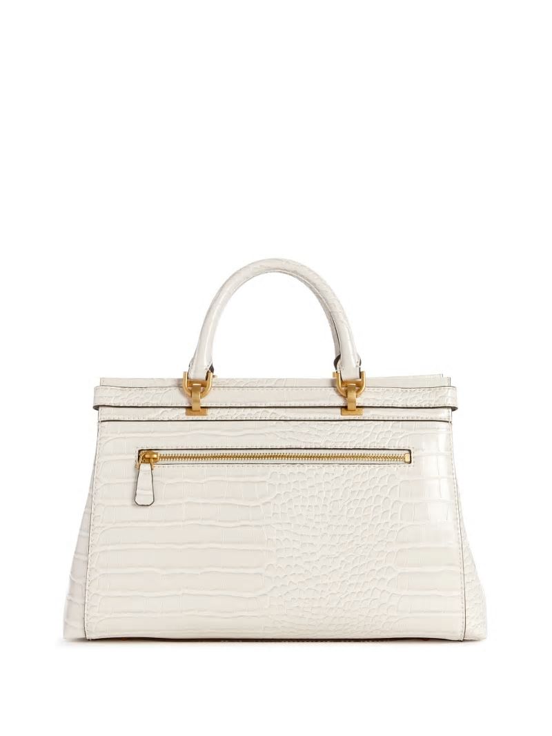 Guess Sestri Crocodile-Embossed Satchel - White