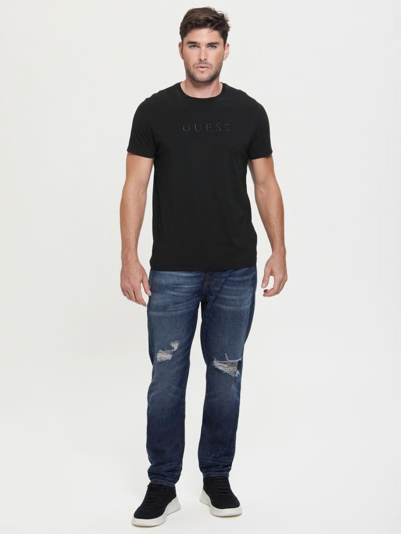 Guess Embroidered Logo Tee - Black