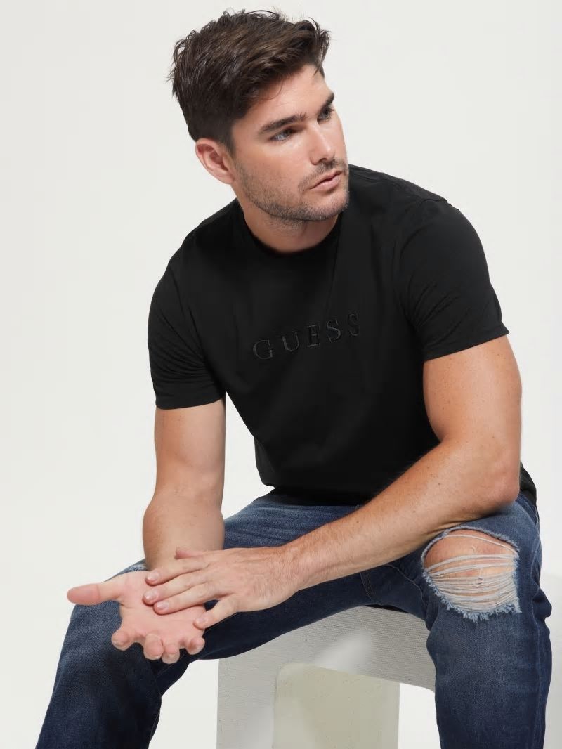 Guess Embroidered Logo Tee - Black