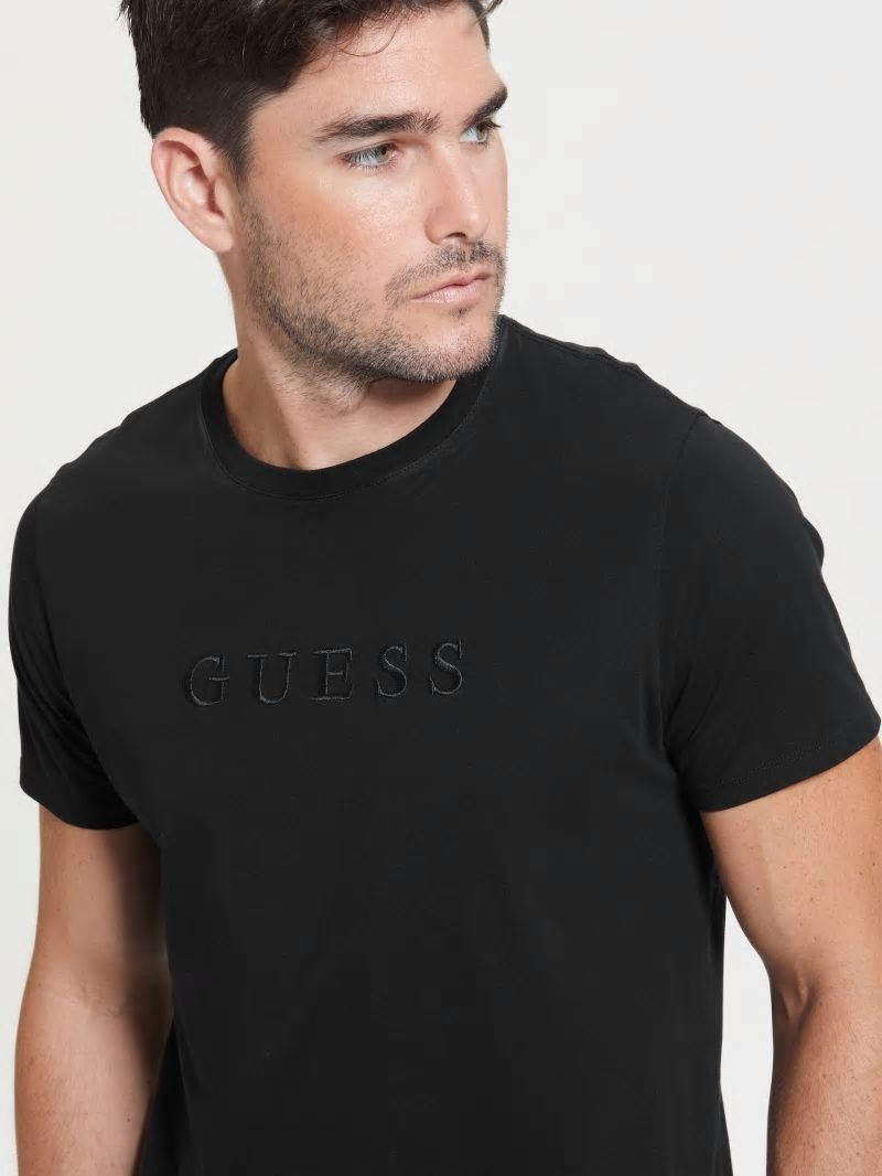 Guess Embroidered Logo Tee - Black