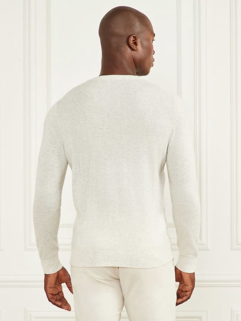 Guess Cashmere-Blend Crewneck Sweater - White Heather