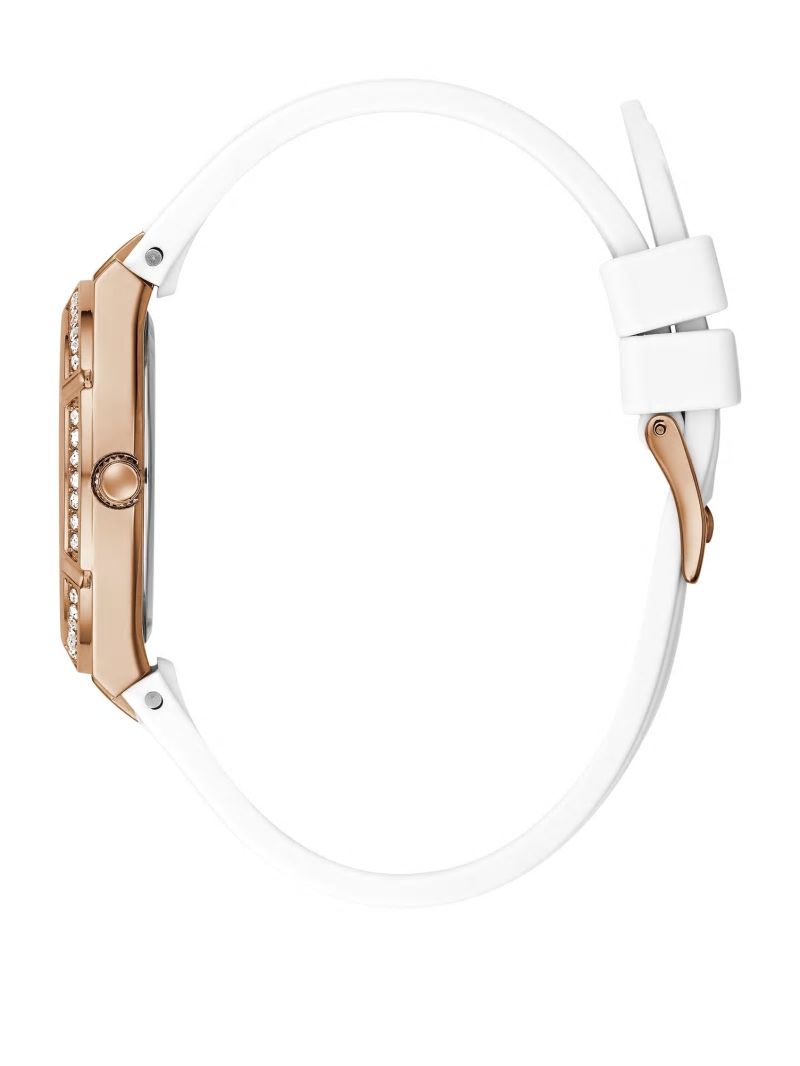 Guess Rose Gold-Tone and White Analog Watch - White Multi