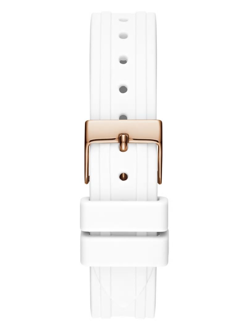 Guess Rose Gold-Tone and White Analog Watch - White Multi