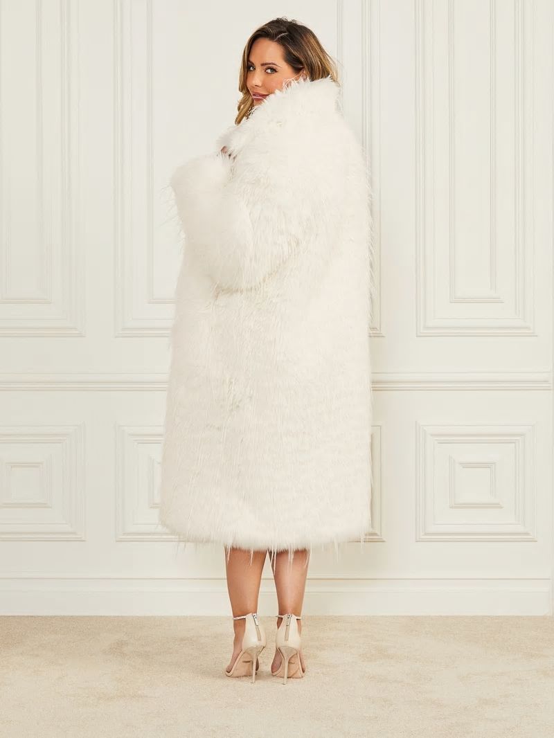 Guess Serena Faux-Fur Coat - Pale Pearl