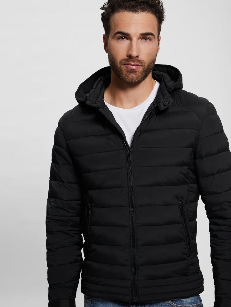 Guess Eco Tech-Stretch Hooded Jacket - Black