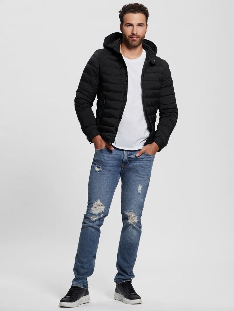 Guess Eco Tech-Stretch Hooded Jacket - Black