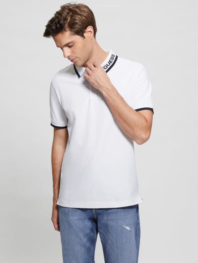 Guess Eco Lyle Logo Polo - Pure White