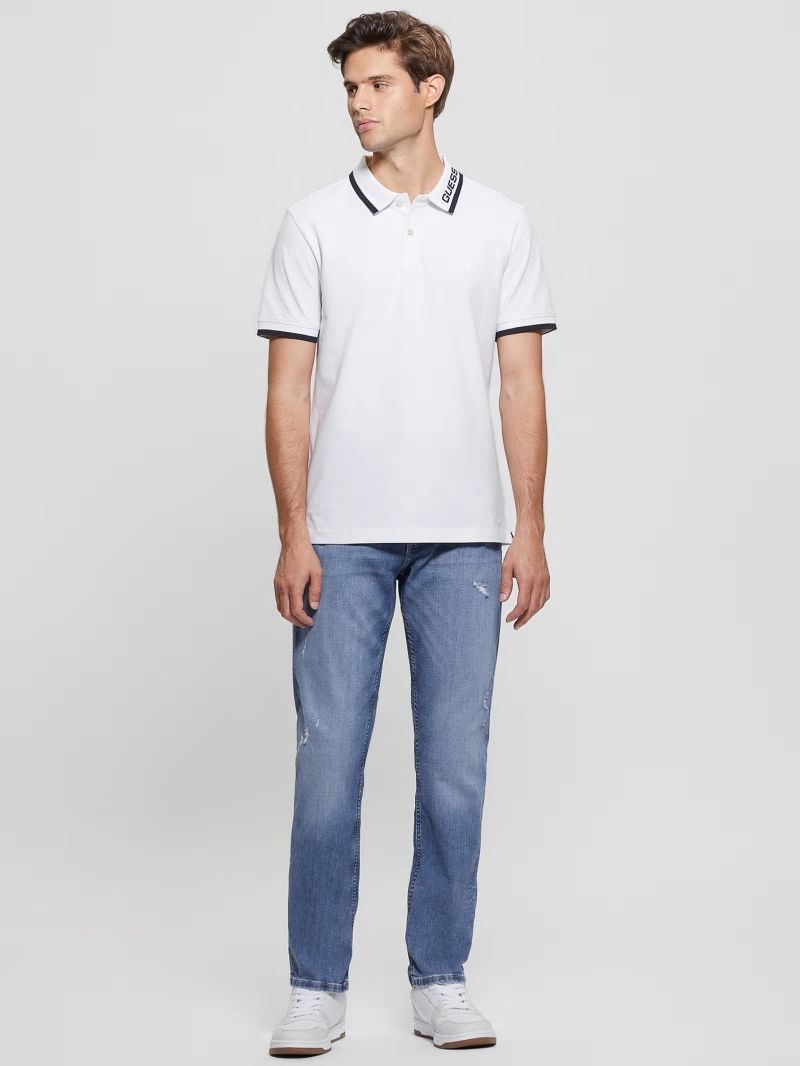 Guess Eco Lyle Logo Polo - Pure White