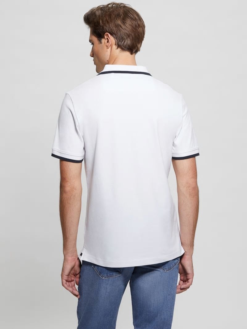 Guess Eco Lyle Logo Polo - Pure White