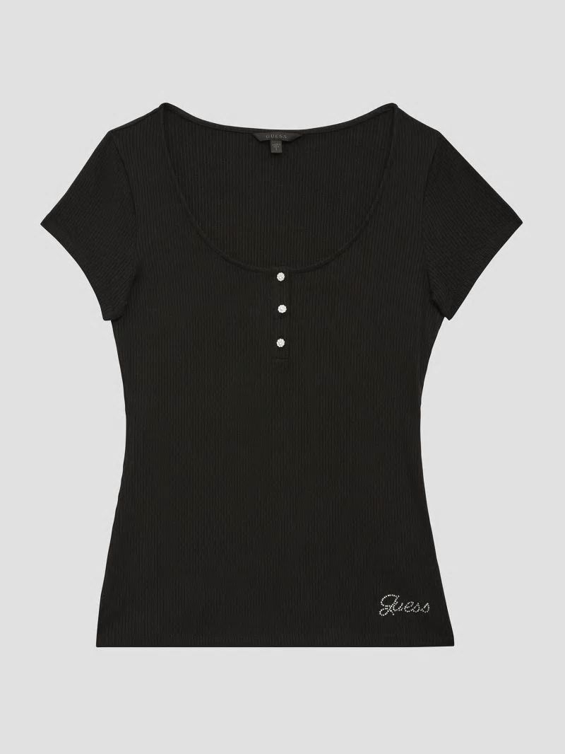 Guess Eco Karlee Henley Tee - Black