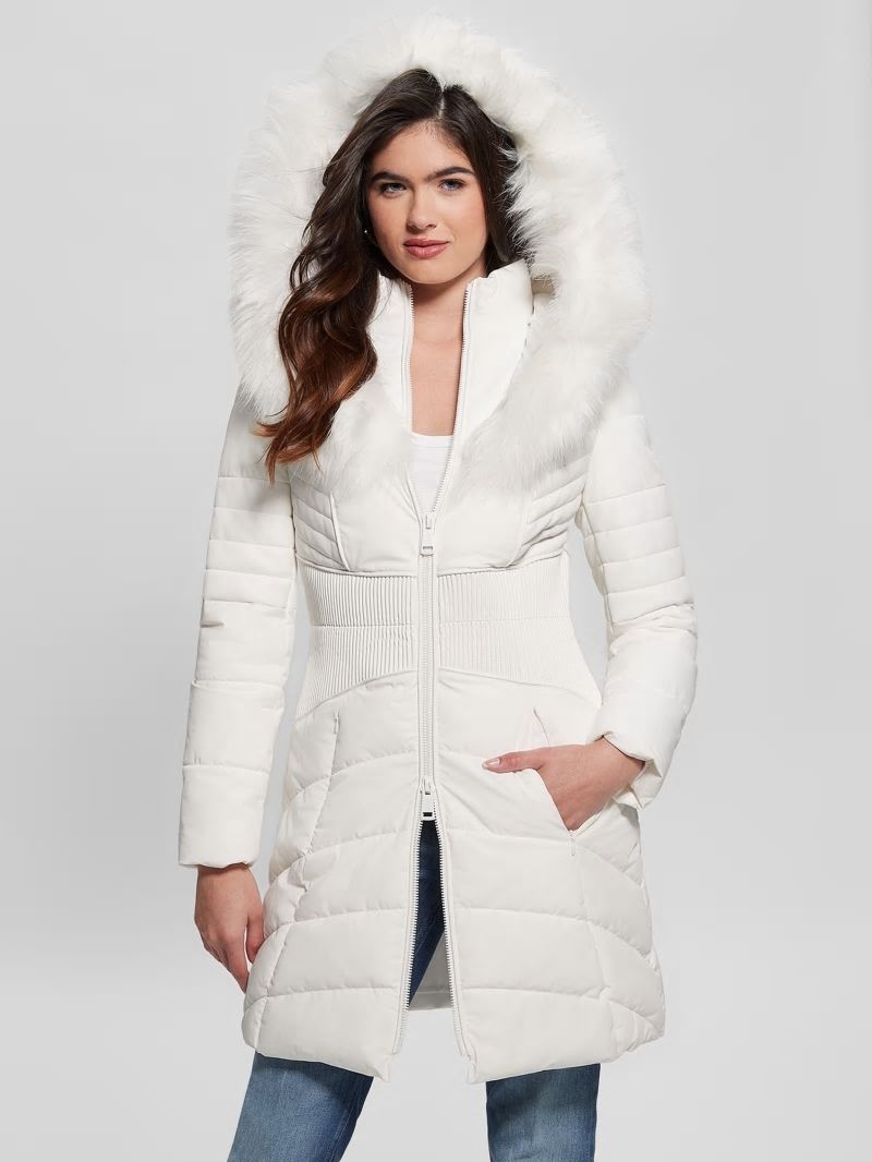 Guess Eco Oxana Quilted Jacket - Pure White