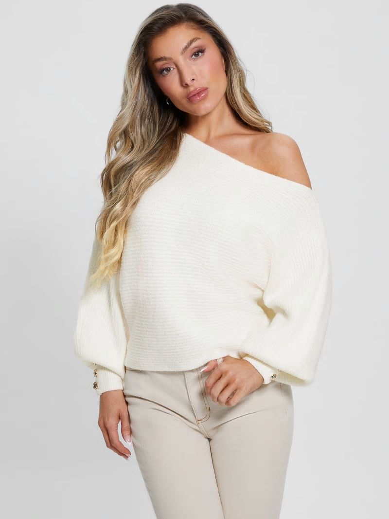 Guess Isadora Off-Shoulder Sweater - Dove White