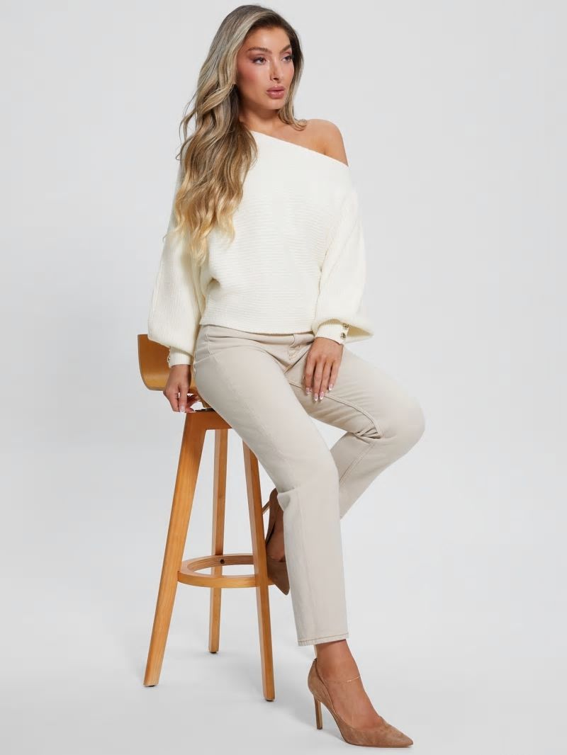 Guess Isadora Off-Shoulder Sweater - Dove White