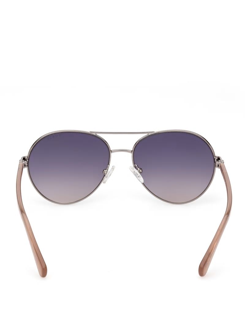 Guess Gold-Tone Aviator Sunglasses - Silver