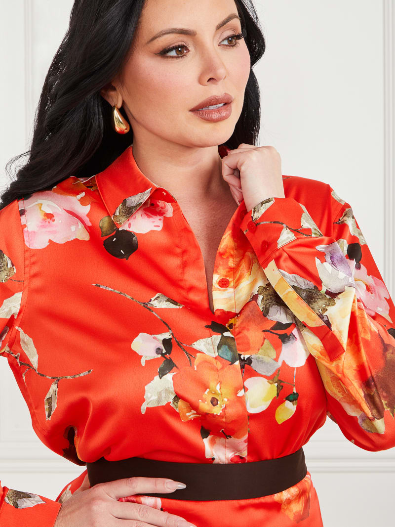 Guess Icon Printed Satin Blouse - Corsage Print