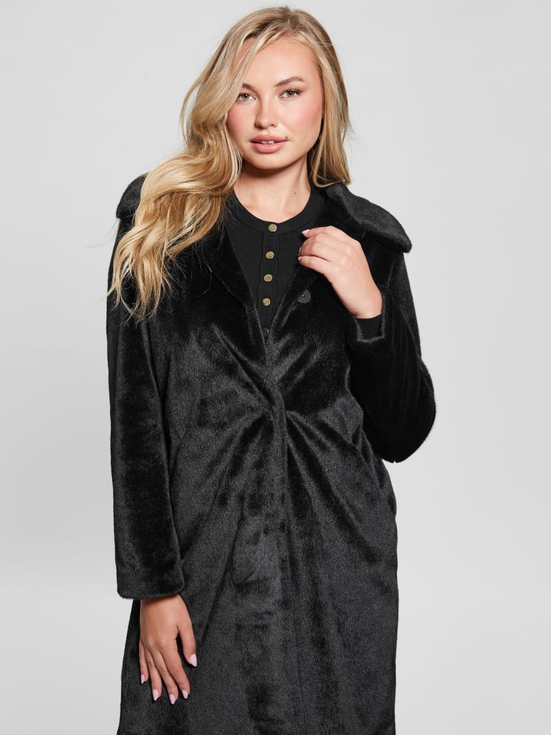 Guess Simmone Faux-Fur Coat - Black