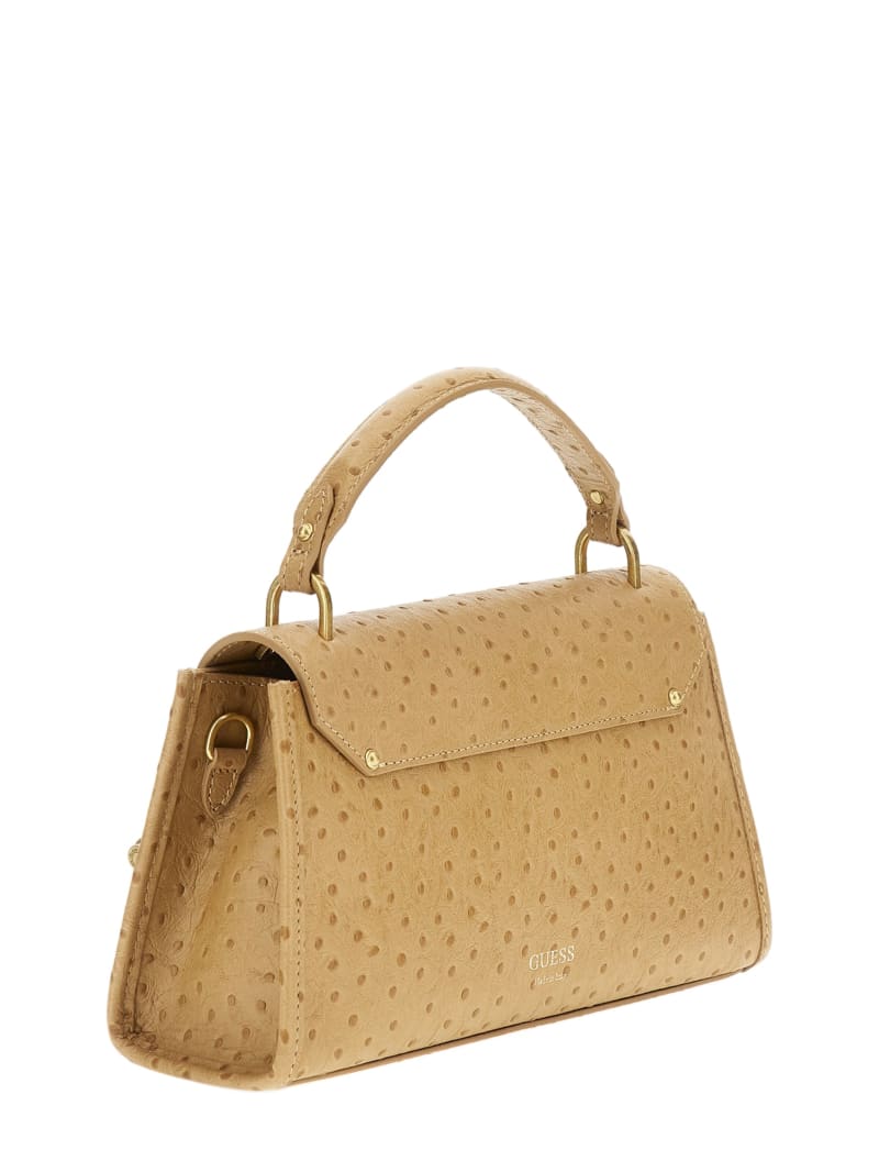 Guess Iris Textured Leather Top Handle Bag - Beige