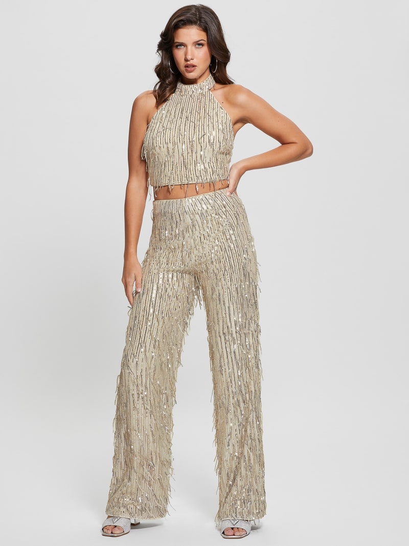 Guess Mia Sequin Top - Off White Multi