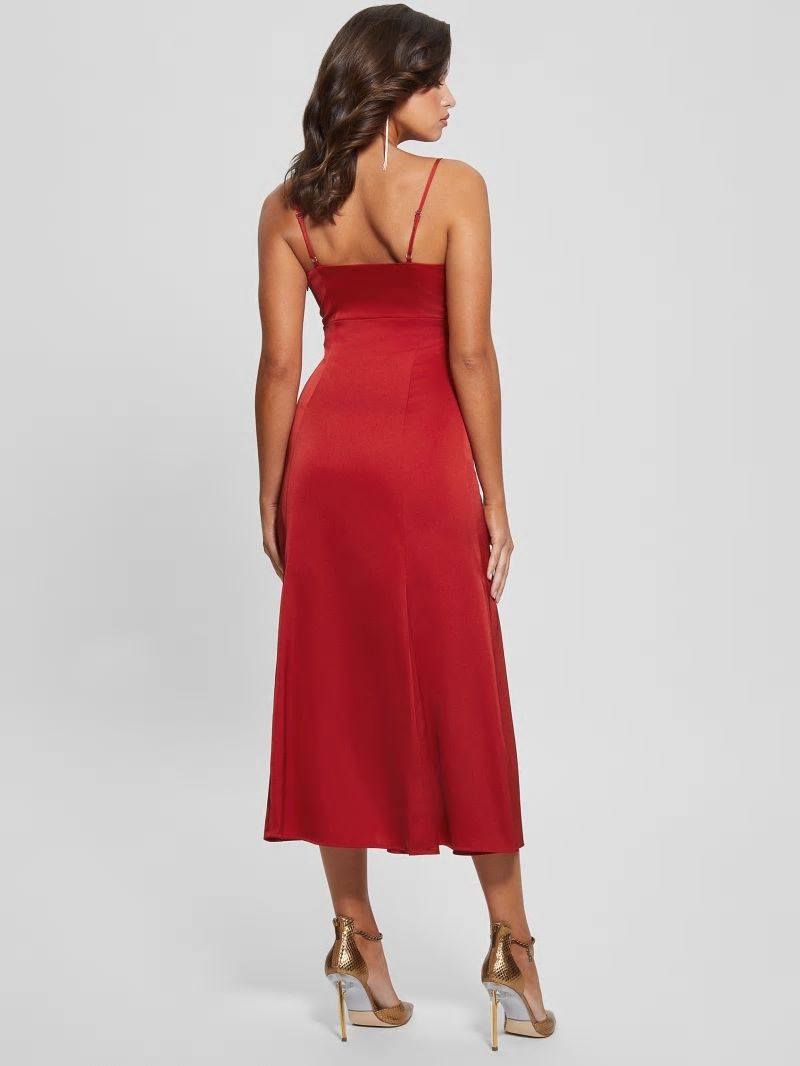 Guess Eco Monique Satin Dress - Chili Red