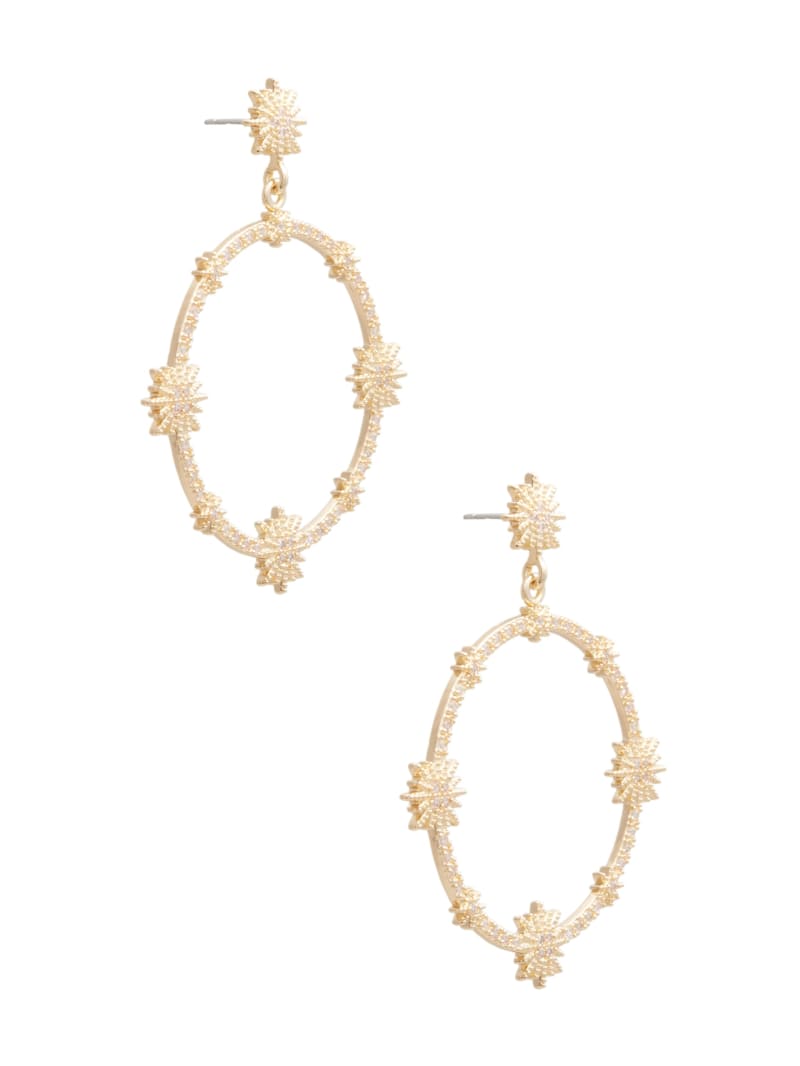 Guess Starburst Statement Hoop Earrings - Gold