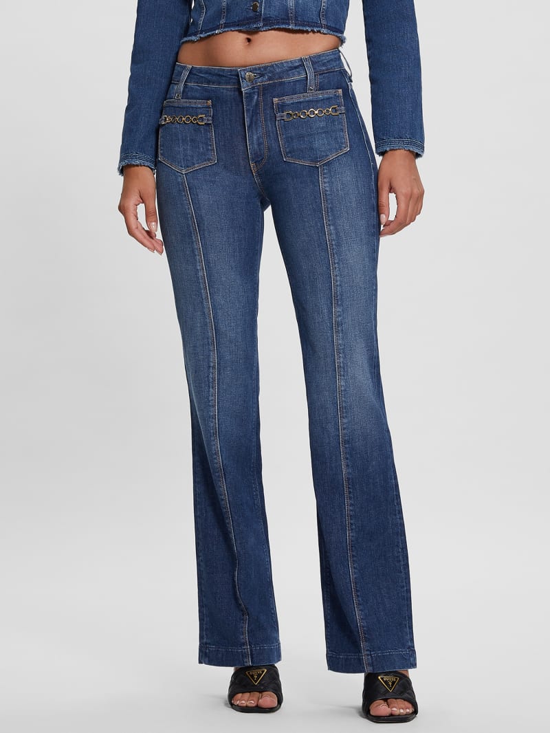 Guess Eco Chain Pocket Sexy Bootcut Jeans - Enlinghtment Dark