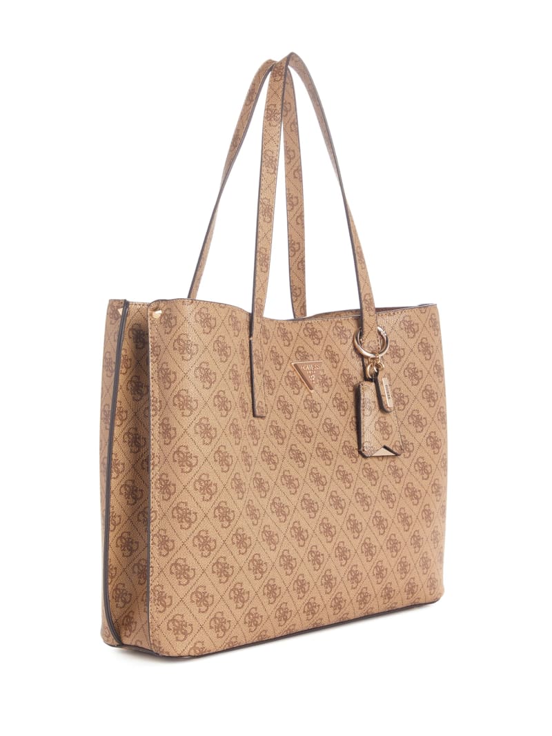 Guess Meridian Quattro G Girlfriend Tote - Latte Logo