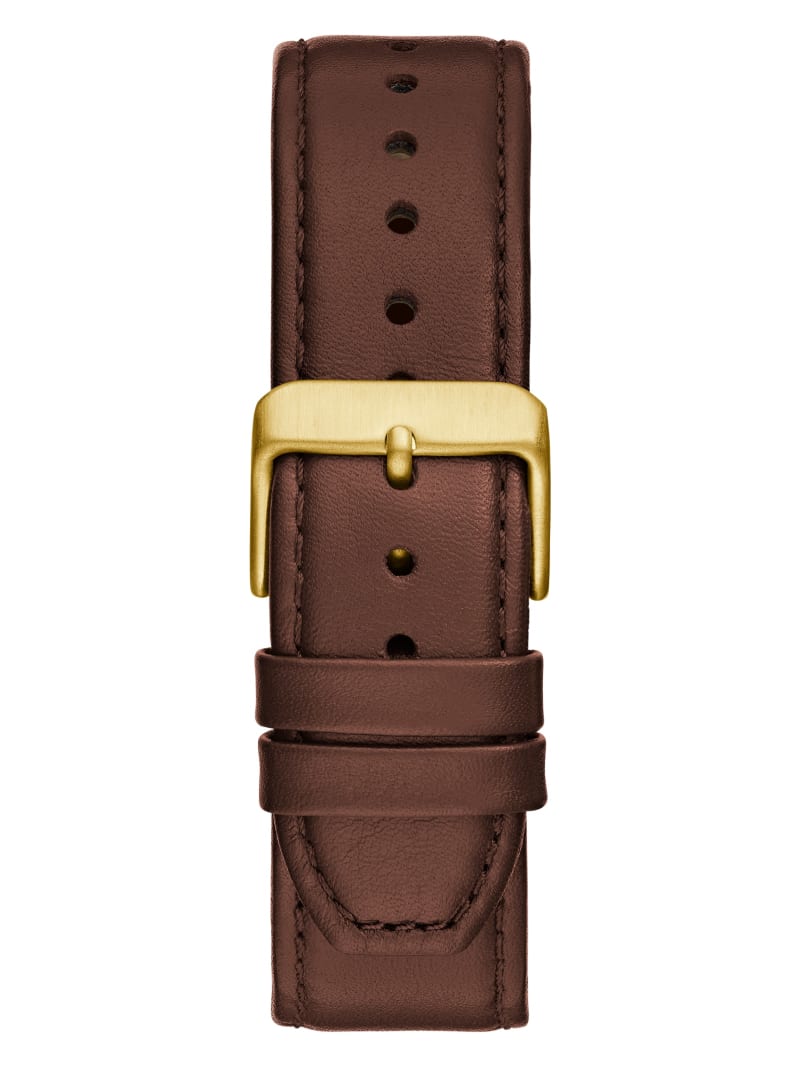 Guess Two-Tone Analog Leather Watch - Brwn