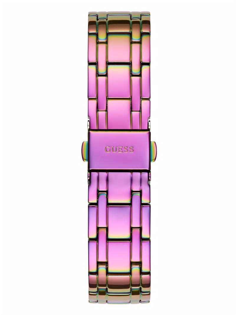 Guess Iridescent Rhinestone Cut-Through Multifunction Watch - Multi